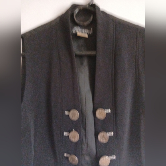 Women's Picasso A La Mode black vest SzSm buttons look like nickels tie front - Picture 12 of 13